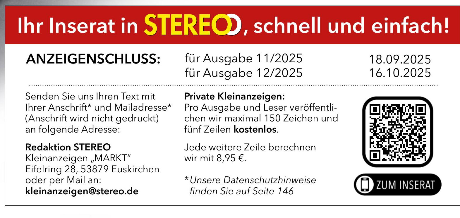 mailto:kleinanzeigen@stereo.de